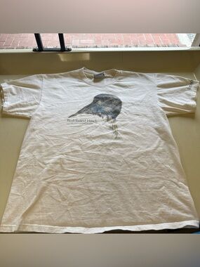 Lee White Tee with Subtle Red-Tailed Hawk Graphic